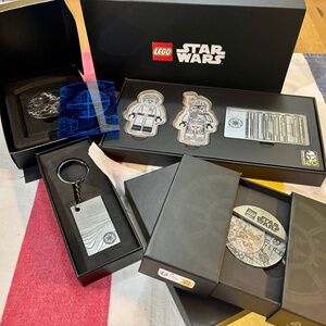 LEGO STAR WARS Clone Wars set, Beskar Key Chain. Yevin & Death Star 40th Coin